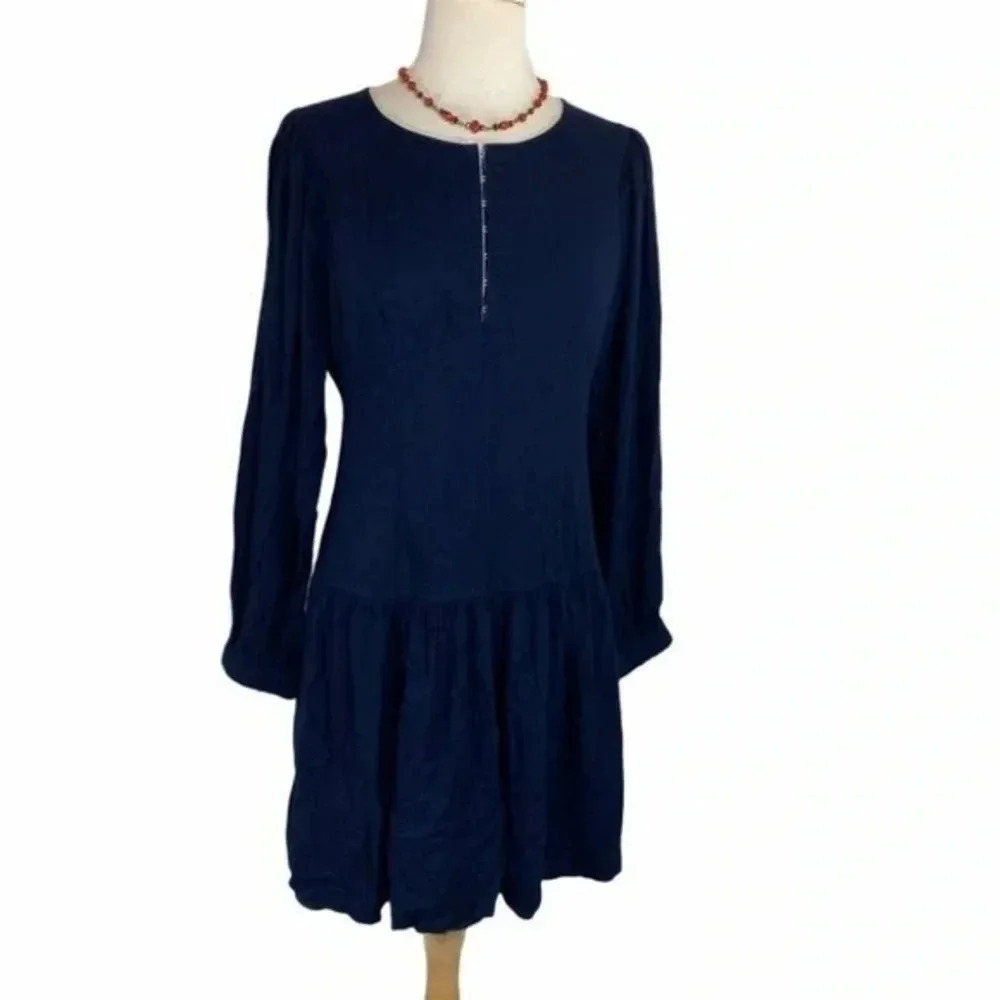 Rebecca Taylor 6 navy drop waist long sleeve dress